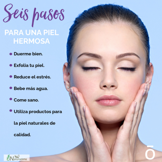 Detalle de seis pasos para conseguir una piel resplandeciente